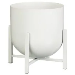 B&M White Metal Planter On Stand