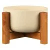 B&M Cream Planter On Wooden Stand -Garden Furniture Shop 393693 cream planter on wooden stand 2