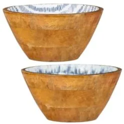 B&M Ocean Air Wooden Bowl - Stripes -Garden Furniture Shop 394287 ocean wooden bowl main