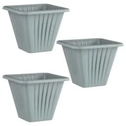Simply Garden Square Planter 3pk - Grey -Garden Furniture Shop 397063 3 pack square planters grey group