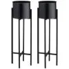 B&M Tall Round Planter 2pk - Black -Garden Furniture Shop 397834 2pk tall round planters