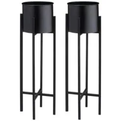 B&M Tall Round Planter 2pk - Black